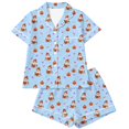 thumbnail image 6 of RMGVDSD Pajama Sets for Women 2 Piece Halloween Pumpkin Ghost Print Pajamas Short Sleeve Top and Shorts Sleepwear Nightwear Holiday Party Outfit, 6 of 6