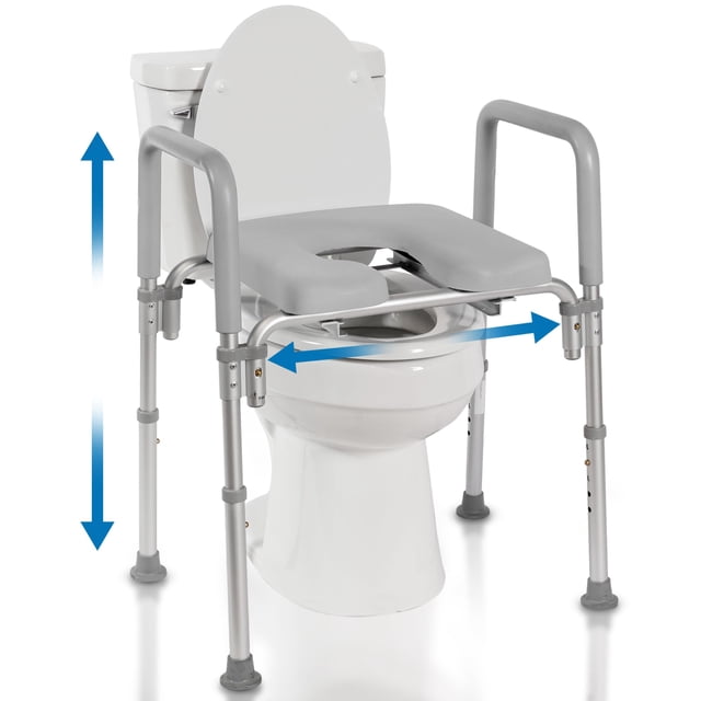 Asiento elevado para inodoro Platinum Health Ultimate con asas, color gris