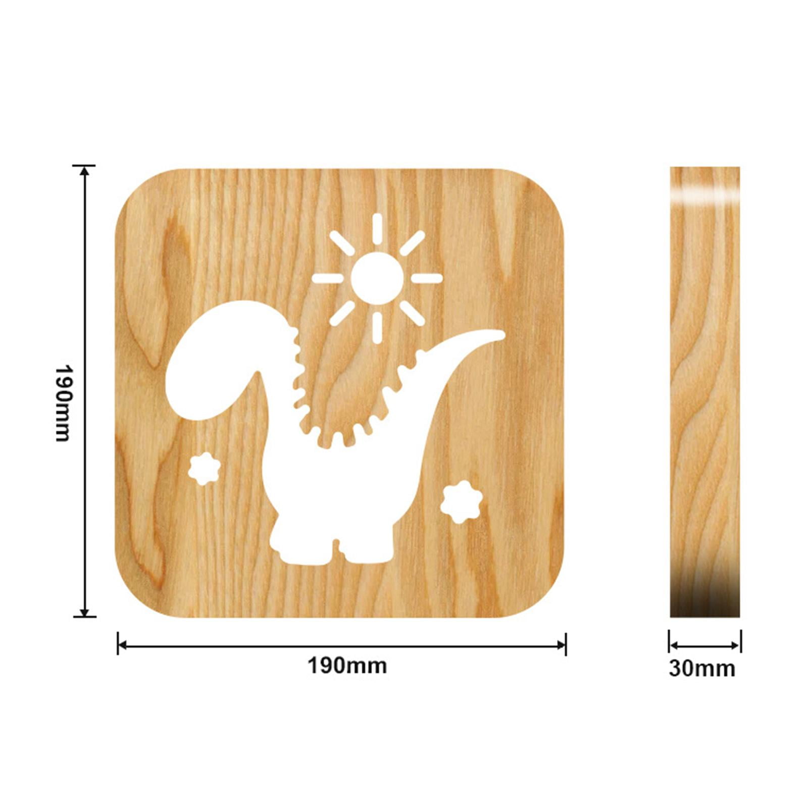 Creative 3D Amal Wooden ght Light, Hollow Dinosaur and table lamp with USB, Home Bedroom Decor ghtlight Bedside Lamp