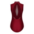 thumbnail image 7 of Doomiva Women's Rhinestones Bodysuit Cutout Back Gymnastic Ballet Dance Leotard Figure Skating Dancewear Burgundy M, 7 of 7