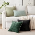 thumbnail image 3 of Zahazoho Set of 2 Chenille Throw Pillow Covers 18x18", Soft Premium Plush  Cushion Case with Hidden Zipper for Sofa Couch Bed, Black, 3 of 6