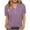 Purple, variant on Kovlvoll Women's Tops Summer Cotton Linen Casual Short Sleeve Button V Neck Loose Solid Color T-Shirt Top