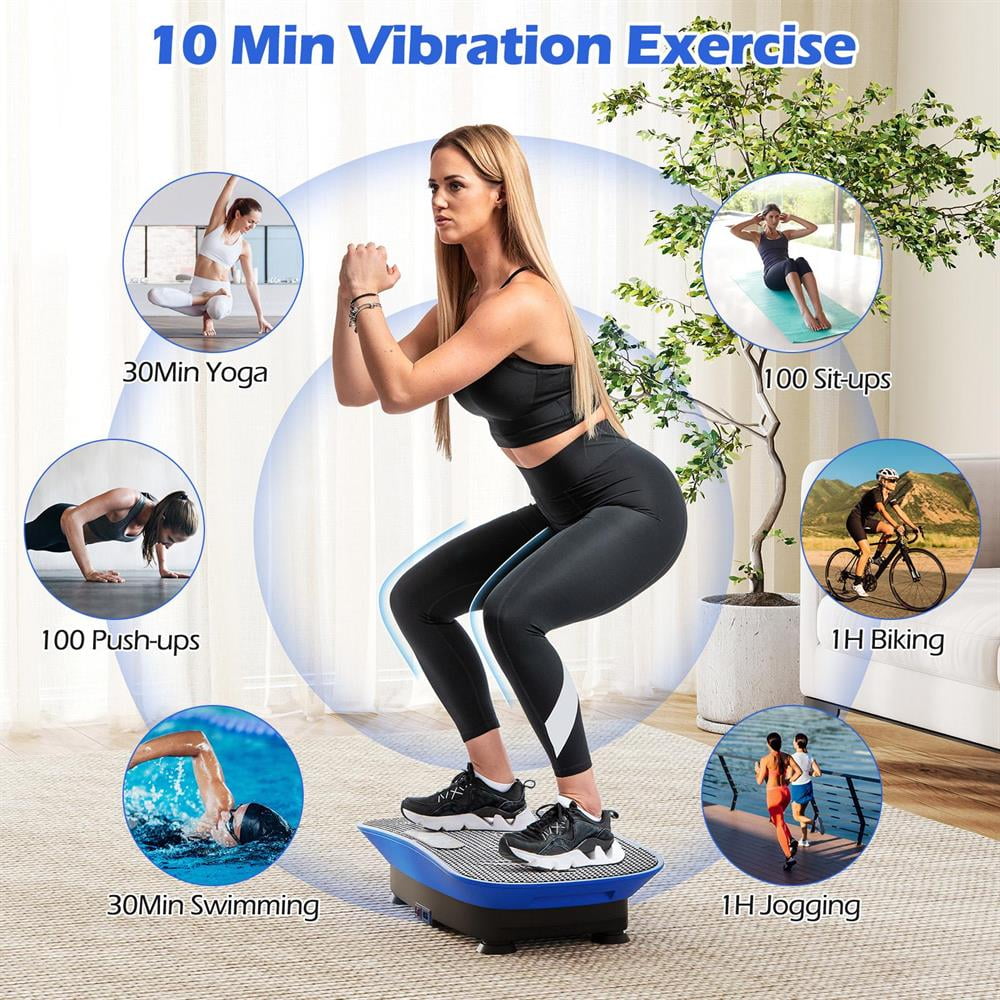Choco Moon Vibration Plate Exercise Machine for Lymphatic Drainage and Weight Loss with 10 Speed Intensities, Indoor Fitness Equipment-Navy