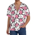 thumbnail image 7 of Lsque Rose Flowers print Men's Cuban Collar Short Sleeve Shirt Summer Beachwear Casual Button Down Fashionable Vacation Leisure Shirt-3X-Large, 7 of 7