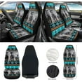 thumbnail image 2 of Yuyamidu Southwest Aztec Horse Car Front Seats Covers Set of 12 Blue Steering Wheel Cover Seatbelt Pads Center Console Cover Trash Bin Sunglass Holder Rearview Mirror Cover Cup Holders Keychain, 2 of 7