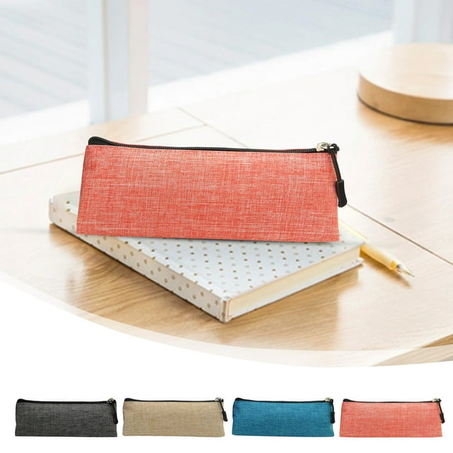 Estuche triangular de gran capacidad | Organizador de lona impermeable a prueba de suciedad | 21x7,5x6,5cm | Azul, Rosa, Beige, Gris | Cremallera duradera | Papelería, oficina, materiales de arte