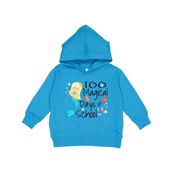 Inktastic 100 Magical Days of School with Blue Mermaid and Fish Toddler Hoodie