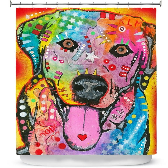 Shower Curtains 70" x 93" from DiaNoche Designs by Dean Russo - Loving Joy Labrador Retriever Dog