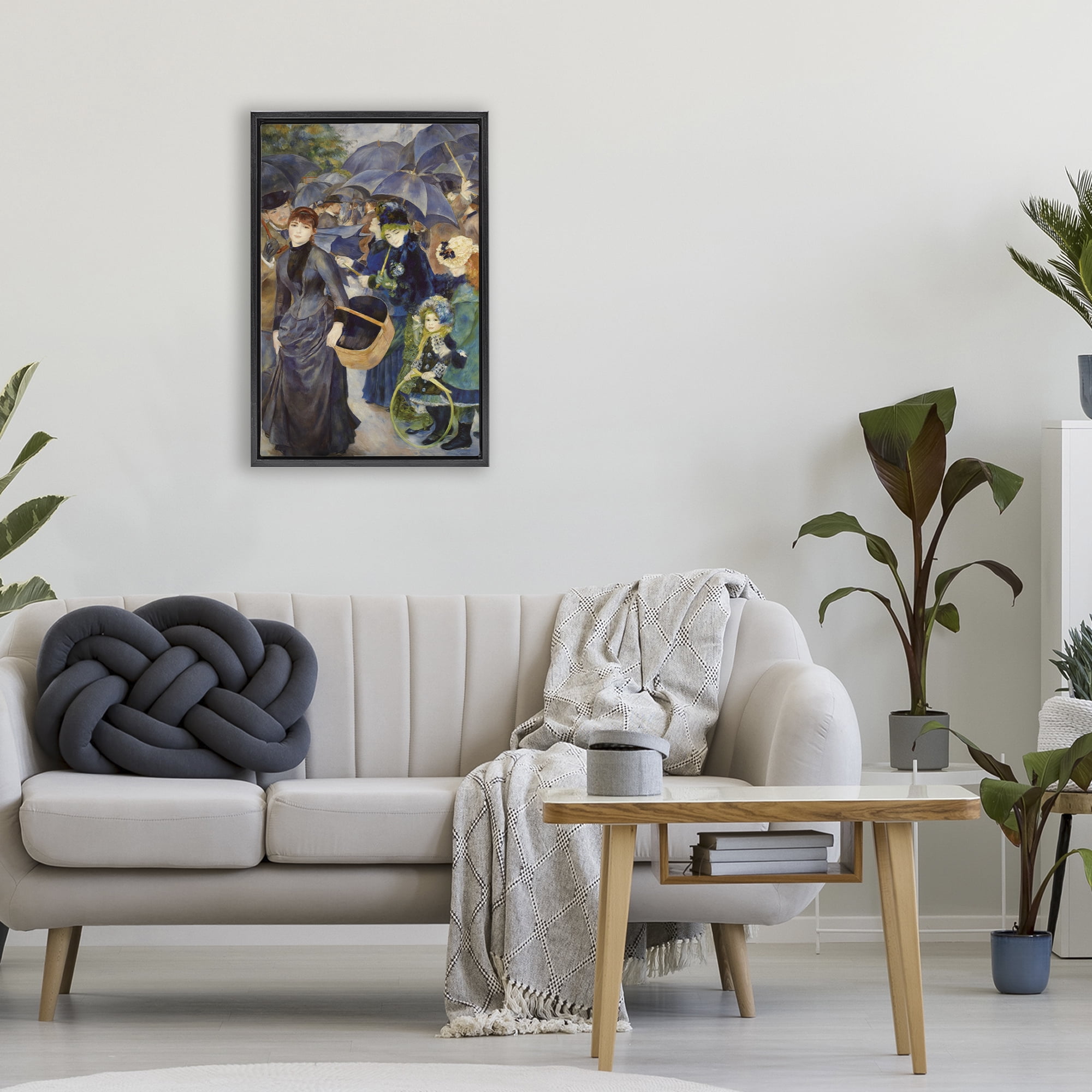 The Umbrellas Renoir Black Framed Floater Canvas Wall Art, design by Masters Collection
