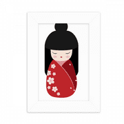 Red Kimono Sakura Japan Desktop Photo Frame Picture Display Decoration Art Painting