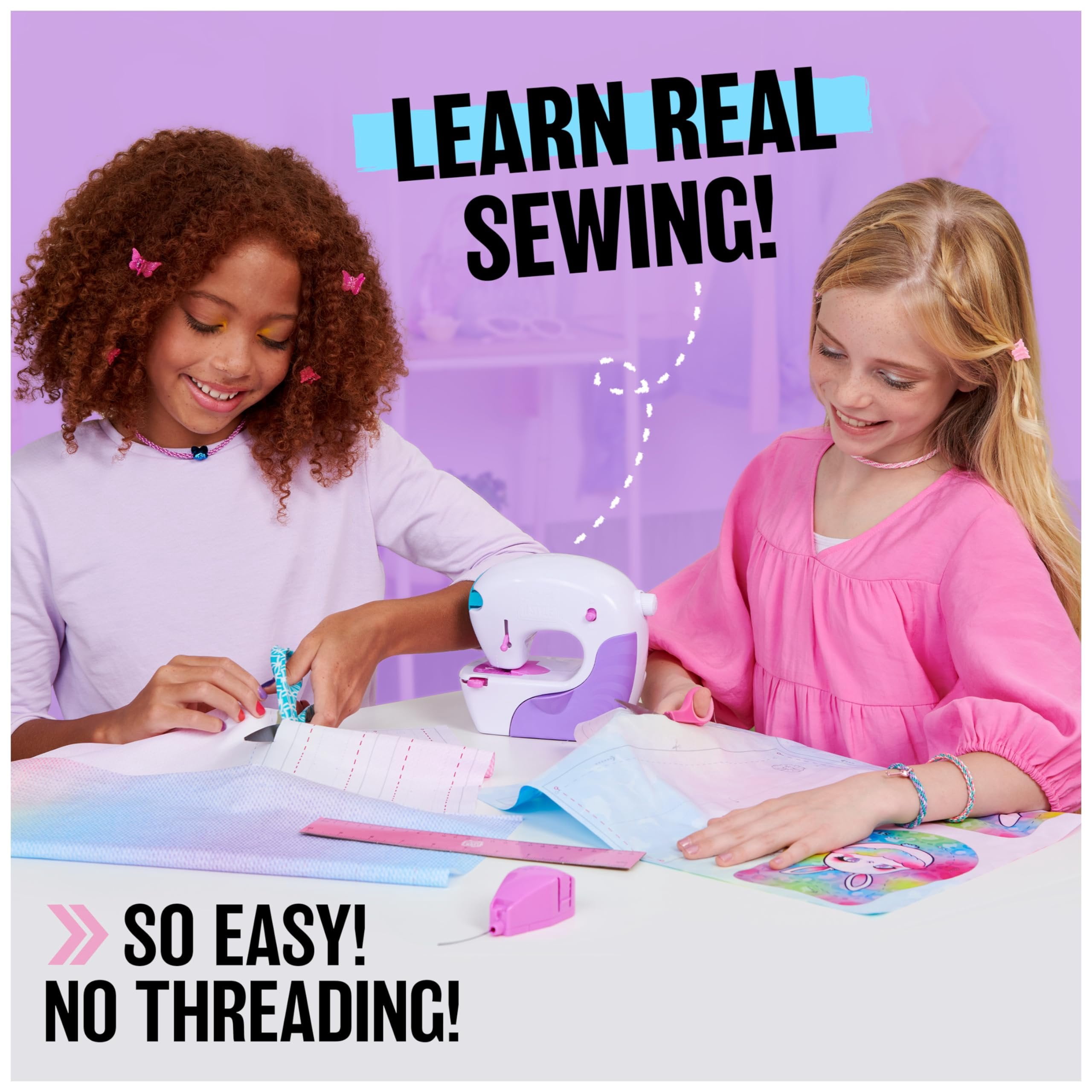 Cool Maker, Stitch ‘N Style Fashion Studio Refill with 2 Pre-Threaded Cartridges, Fabric and Water Transfer Prints, Arts & Crafts Kids Toys for Girls