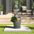 thumbnail image 3 of LuxenHome Outdoor Water Fountain, 29 Inch Resin Cascading Water Fountains Indoor with LED Lights, Modern Garden Decor, Small Waterfall Fountain, Outdoor Fountains and Waterfalls, 3 of 16
