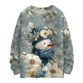 thumbnail image 2 of Women's Casual Long Sleeve Woolen Christmas Sweatshirt Fall Vacation Long Sleeve Pullover for Fall and Winter, Festive and Comfortable, Ideal as Christmas Sweaters for Women ,Sky Blue,2XL, 2 of 4