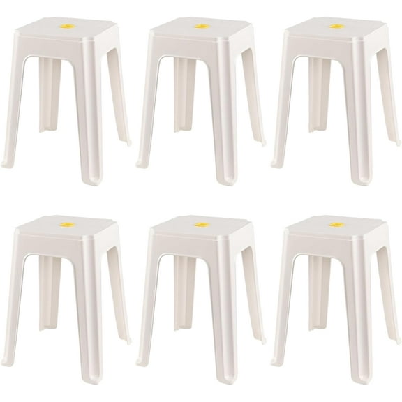 Set of 6 White Barstools Classroom Stools Kids Short Stools, Stackable for Indoor/Outdoor, Counter Height Patio Bar Stool Chair