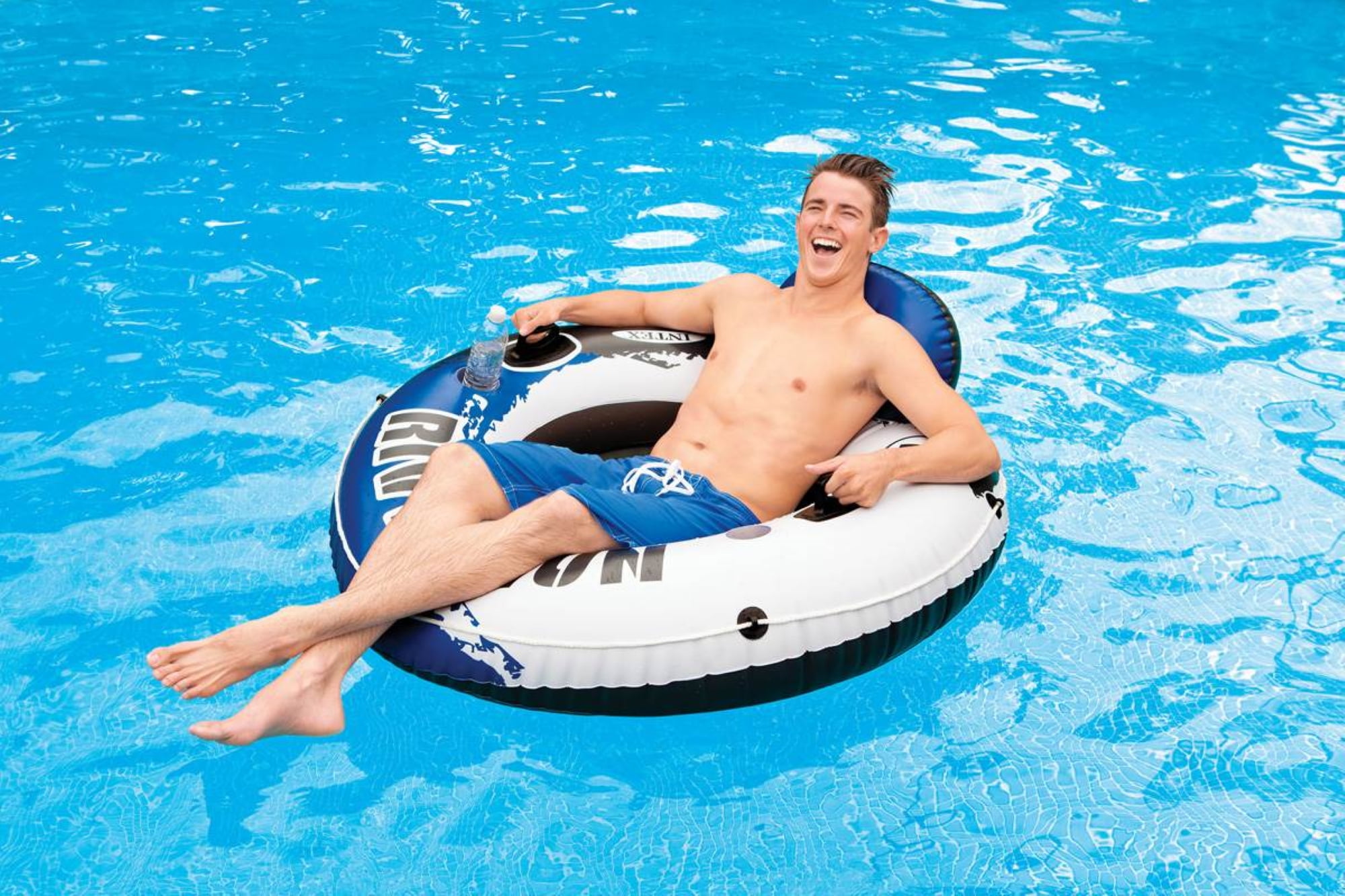 Intex River Run Inflatable Floating Water Tube Raft for Lake/Pool/River (2 Pack)
