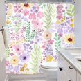 thumbnail image 3 of Pink Purple Cute Floral Shower Curtain for Bathroom Decor 72Wx72H Boho Spring Kids Girls Wildflower Watercolor Plant Botanical Art Printed Fabric Polyester Waterproof 12 Pack Plastic Hooks, 3 of 6