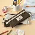 thumbnail image 6 of Monolike Happy and Lucky Flat Pencil Case, Brown - Slim Water-Resistant Nylon Pen Pouch, Aesthetic Pastel Stationery Organizer for Office, 6 of 7