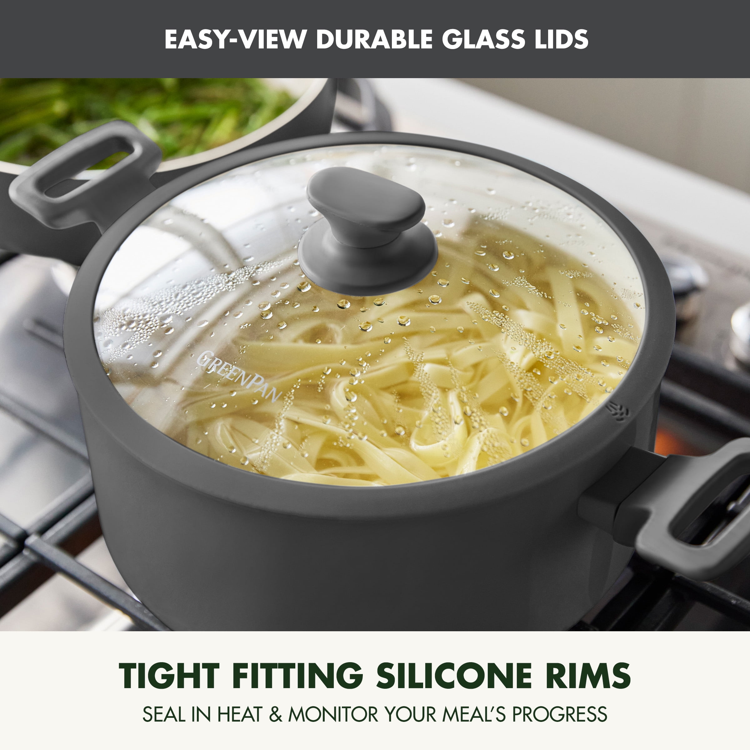 GreenPan Essence 17-Piece Ceramic Nonstick Cookware – Toxin-Free, Dishwasher & Oven Safe, Gray