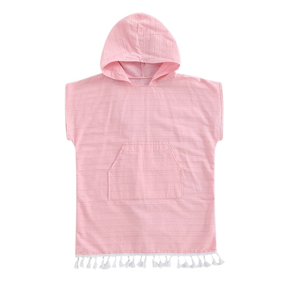 YunPes Toddler Girls Poncho Hooded Towels Loose Fit Soft Cotton Absorbent Swimwear with Tassel Summer Beach Swim Cover up