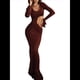 thumbnail image 2 of Vestido de Cóctel de Otoño con Cuello en U, Larga y Diseño Calado, para Mujer. Marrón Oscuro M, 2 of 10