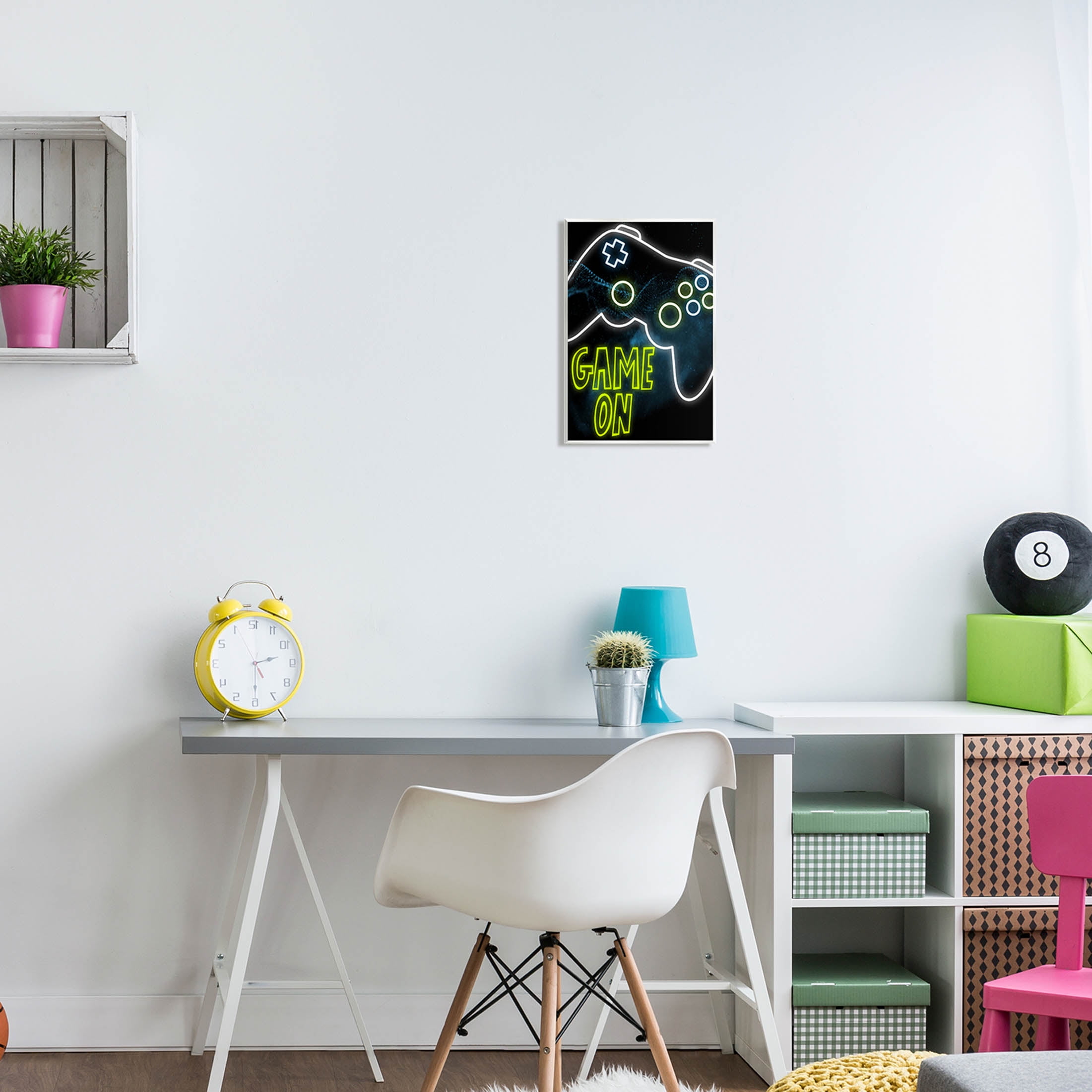 Stupell Industries Game On Neon Controller Graphic Art Unframed Art Print Wall Art, Design by Marcus Prime