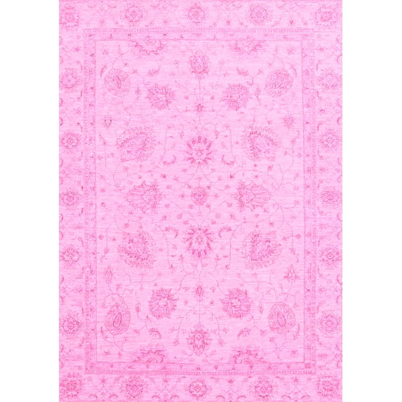 Ahgly Company Indoor Rectangle Oriental Pink Traditional Area Rugs, 7' x 9'