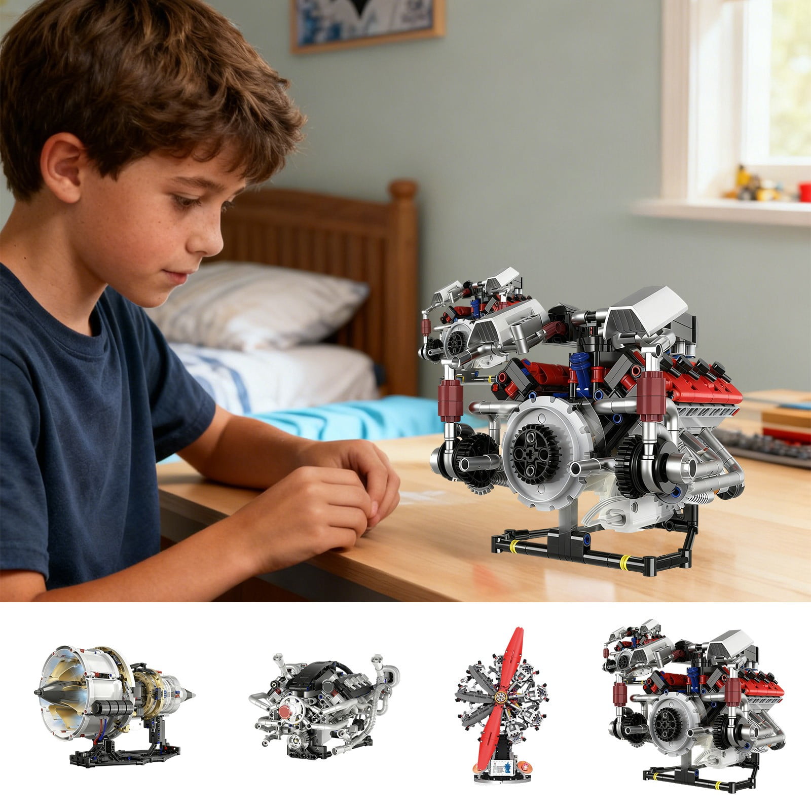 C Car Model Mechanical Power Assembly Kit Engine Building Block Set For Hobbyist