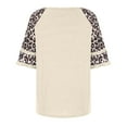 thumbnail image 4 of USSUMA Leopard Print T-Shirts for Women Trendy Color Block Basic Women's Shirts and Blouses 3/4 Sleeve Women Tops Dressy Casual Summer Round Neck Plus Tunics Beach, 4 of 8