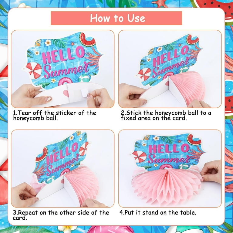 HoiSumma 8-Pack Cherry Honeycomb Centerpieces – 3D Fruit Themed Table Toppers For Birthday, Baby Shower & Summer Parties