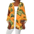 thumbnail image 2 of Ftwytp Womens Open Front Cardigan Lightweight Retro Print Cardigans 3/4 Sleeve Blouse Tops Coat Casual Duster Jackets, 2 of 5