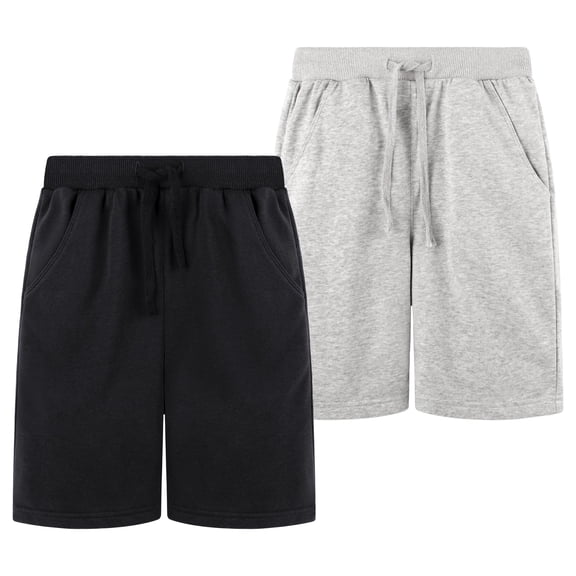 BIG ELEPHANT 2 PCS Boys' Athletic Shorts with Pockets and Adjustable Drawstring. Sizes Range from XS to XXXL