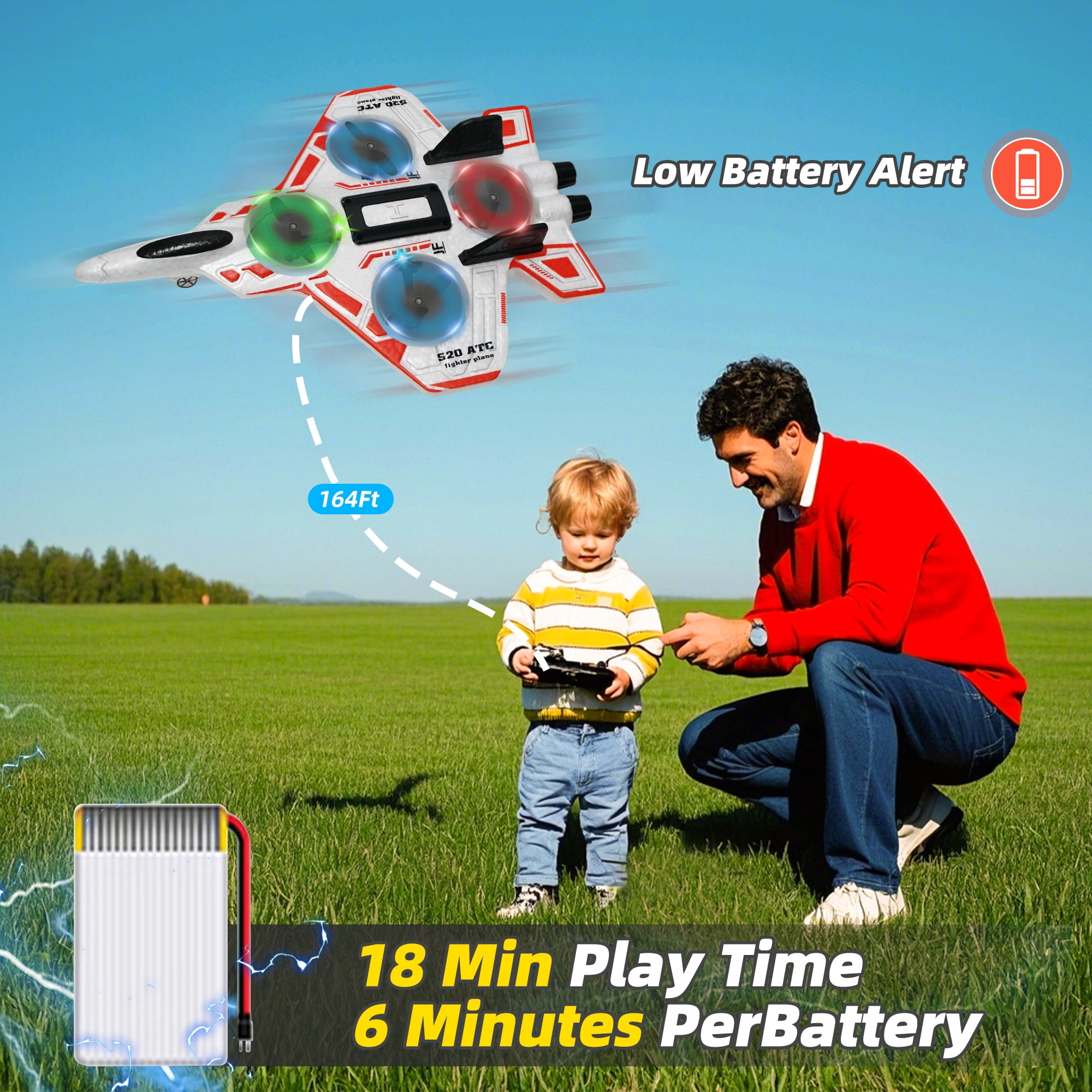 Foam Drone RC Airplane for Kids Beginners, Remote Control Plane 360° Flip Fighter Jet with Light, 2.4GHZ Radio Control Helicopter Toy for Kids, Auto Hovering