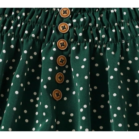 

Boho Polka Dot Straps Sleeveless Dark Green Toddler Girls Two-piece Outfits (Girl s)