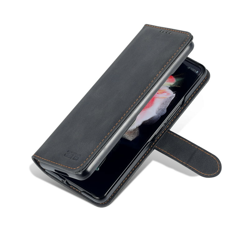 SaharaCase - Leather Folio Wallet Case for Samsung Galaxy Z Fold3 5G - Brown