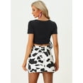 thumbnail image 3 of DARING DIVA Women's Casual High Waist Cotton Mini Cow Print Skirt 2XL White Black, 3 of 6
