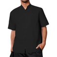 thumbnail image 2 of MIXUE Mens Casual Button Down Shirts Solid Color Stank Short Sleeve Casual Shirt Tops Activewear,Black,XXL, 2 of 3