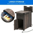 thumbnail image 3 of Uforic Farmhouse End Tables Set of 2, Side Tables Nightstand with Charging Station & Drawer, Dark Oak, 3 of 7