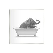 Stupell Industries Elephant Relaxing Vintage Bathroom Tub Graphic Art Unframed Art Print Wall Art, Design by Annalisa Latella