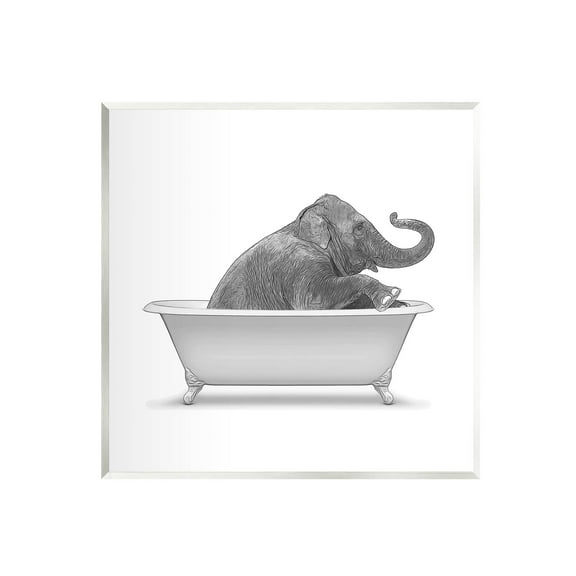 Stupell Industries Elephant Relaxing Vintage Bathroom Tub Graphic Art Unframed Art Print Wall Art, Design by Annalisa Latella