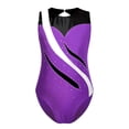 thumbnail image 2 of iiniim Kids Girls Sleeveless Contrast Color Patchwork Gymnastics Leotard Ballerina Unitard Athletic Bodysuit Purple 10, 2 of 7