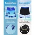 thumbnail image 2 of Justay Story Mens Swim Trunks 9" with 2 in 1 Compression Breathable Liner Zipper Pockets Quick Dry Swim Bathing Suit Summer Beach Hawaiian Shorts, Size S-2XL, 2 of 6