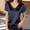 Blue, variant on Woman Shirts Women's Summer Fashion Short Sleeve T Shirt with Mesh Yoke Casual Basic Top for Daily Wear, Size S