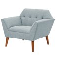 thumbnail image 5 of Mid Century Modern Accent Chair, Oversized Lounge Armchair with Button Tufting Backrest, Side Sitting Chairs with Tapered Wood Legs for Living Room, Bedroom, Guest Room, Light Blue, 5 of 7