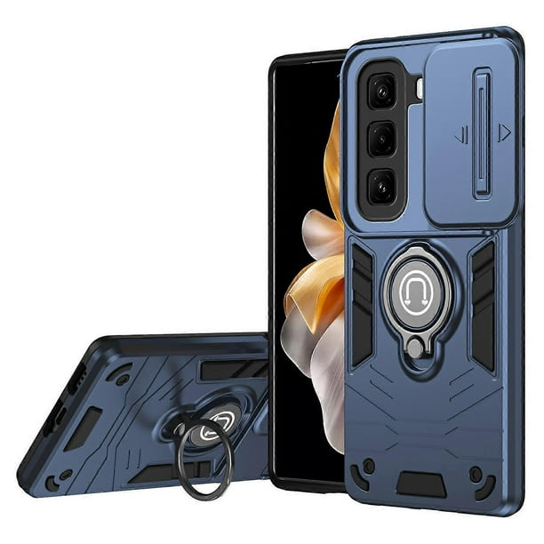 For Infinix Hot 50 Pro 4G Case Slide Camshield Kickstand PC TPU Phone Cover - Grey