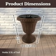 thumbnail image 3 of Pure Garden 16x18-Inch Outdoor Planter 2-Pack - Plastic Urn Planters, Brown, 3 of 7