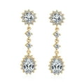 thumbnail image 2 of Bling Jewelry Womens Crown Halo Cubic Zirconia CZ Teardrop Chandelier Clip On Earrings Non-Pierced, 2 of 7