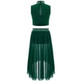 thumbnail image 5 of iiniim Girls Lyrical Dance Outfit Crop Top with High-Low Mesh Skirt Set Two-Piece Ballet Dancewear Green 12, 5 of 7