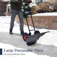 thumbnail image 4 of 36in Galvanized Blade Heavy-Duty 2-Wheel Snow Pusher Hand Plow for Snow Removal w/Wheels, Adjustable Handle, Blade Angle - Black, 4 of 7