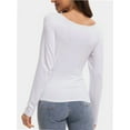 thumbnail image 2 of Womens Long Sleeve Scoop Neck Tops Casual Slim Fitted Basic Shirts, 2 of 5