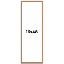 16x48 Frame Brown 60's Wooden Cabinet Solid Wood Picture Frame | 1 Inch Moulding Width | Complete